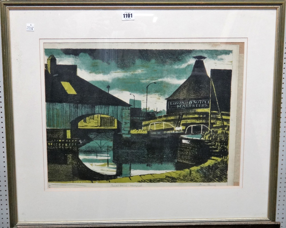 Oliver Pennel (British 20th century), Canal Basin, Wakefield, colour lithograph, signed, - Bild 2 aus 5