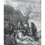 Continental School (19th/20th century), The Lamentation of Christ, charcoal, 29cm x 24cm.