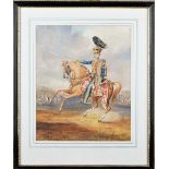English School (19th century), A Mounted Officer of the 10th Hussars, watercolour,