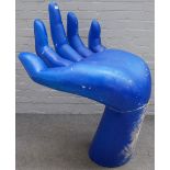 After PEDRO FRIEDEBERG, a blue painted fibreglass seat in the form of an open hand,