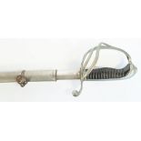 A French officer's sword with straight polished steel blade, 85cm, engraved and dated 1893,