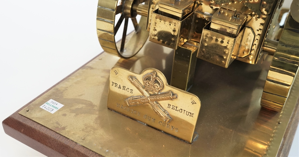 A brass model of a WWI Vickers machine gun, 20th century, - Image 2 of 2