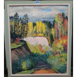 Russian School (20th/21st century), Wooded landscape, oil on canvas, signed and dated 2000, 54.