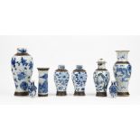 A group of Chinese blue and white crackle glazed vases, late 19th/early 20th century,