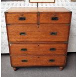 A 19th century brass bound oak campaign chest,