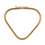 A Victorian gold collar necklace, in an oval serpentine link design, on a snap clasp,