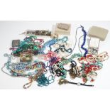 A collection of mostly costume jewellery, including; a turquoise matrix bead necklace,