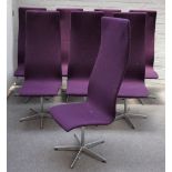 Arne Jacobsen (Danish, 1902-1971) for Fritz Hansen, A set of eight Oxford high-back swivel chairs,