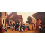 English Provincial School (19th Century), The Punch & Judy Show, oil on canvas, 50.5 x 107.5cm.