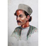 Misha Chahbazian (Shahbazian 1904-1976), Head study of an Iranian man, watercolour, signed,