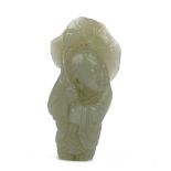 A Chinese celadon jade figure of a man, Qing dynasty,
