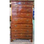 A late George III mahogany chest on chest, with two short over six long graduated drawers,