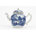A Chinese blue and white bullet shape teapot, Qianlong,
