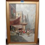 ** Talini? (early 20th century), Street scene, oil on canvas, indistinctly signed, 44cm x 29cm.