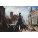 William Parrott (1813-1875), Street scene in Bologna, Italy, oil on canvas,