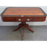 A George III yew and mahogany rectangular centre table, on four downswept supports,