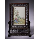A Chinese famille-rose rectangular porcelain plaque, 20th century,