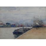 Arthur George Bell (British 1849-1916) Harbourside, watercolour, signed, 17cm x 24cm.