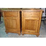 A pair of pine single drawer bedside tables, 46cm wide x 66cm high.