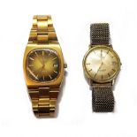 An Omega Automatic gilt and steel gentleman's bracelet wristwatch,