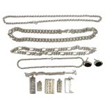 Silver jewellery, comprising; two faceted curb link neckchains, having sprung hook shaped clasps,