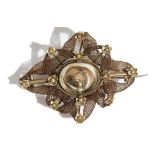 A gold and woven hairwork mourning brooch, first quarter of the 19th century,