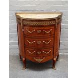 A Louis XIV single demi-lune side cabinet,