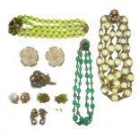 A group of Miriam Haskell costume jewellery, comprising; three glass bead necklaces,