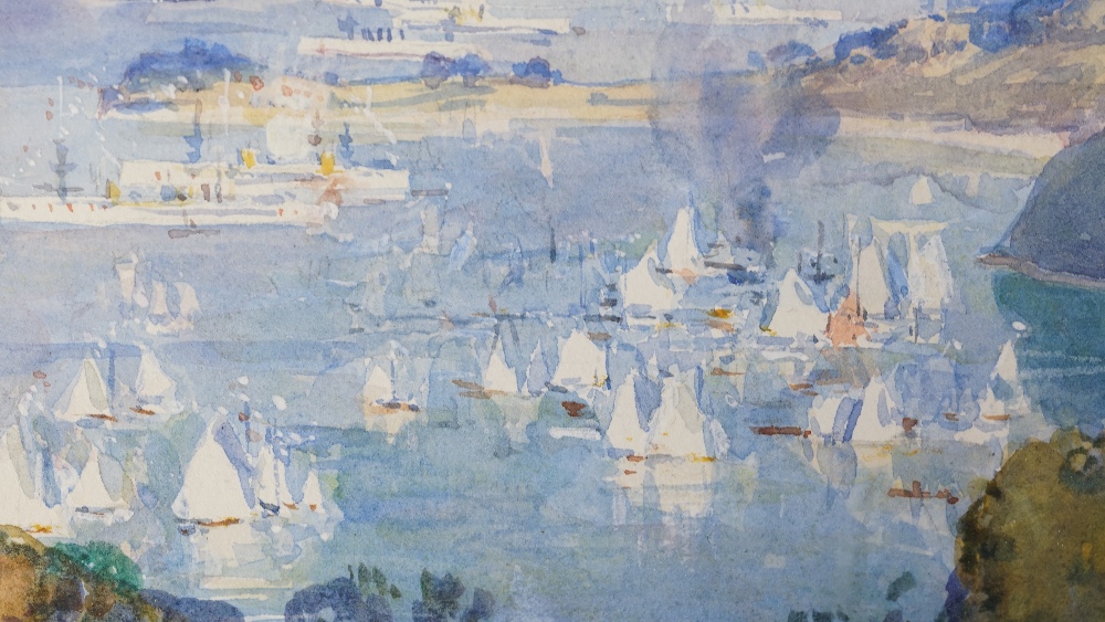 Arthur Ernest Streeton (Australian 1867-1943), Sydney Harbour, Coronation Day 1911, watercolour, - Image 5 of 9