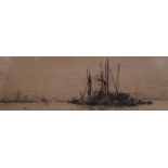 William Lionel Wyllie (British 1851-1931), Norwegian Timber Ship, etching, signed in pencil, 10.