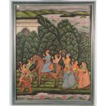 A large Indian painting, 20th century, opaque pigments on silk,