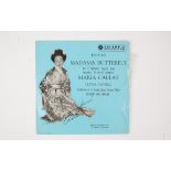 A 45 record of Madame butterfly signed by Maria Callas, Columbia Record Label, within photo,