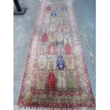 A silk Keyser prayer arch runner, Turkish,