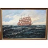 Alfred Gabali, (1886-1963), Clipper at sea, oil on canvas, signed,