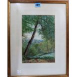 William Biscombe Gardiner (British 1849-1919), Wooded scene, watercolour, signed, 27cm x 18cm.