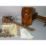 A quantity of collectables comprising: a Victorian mahogany decanter box, two shooting sticks,