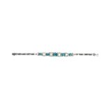 A white gold, diamond and blue zircon set bracelet,