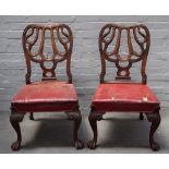 A pair of reproduction George II style walnut dining chairs, circa 1900,