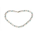 A single row necklace of freshwater cultured pearls,
