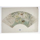 A Chinese fan painting, Qing dynasty, watercolour on card,