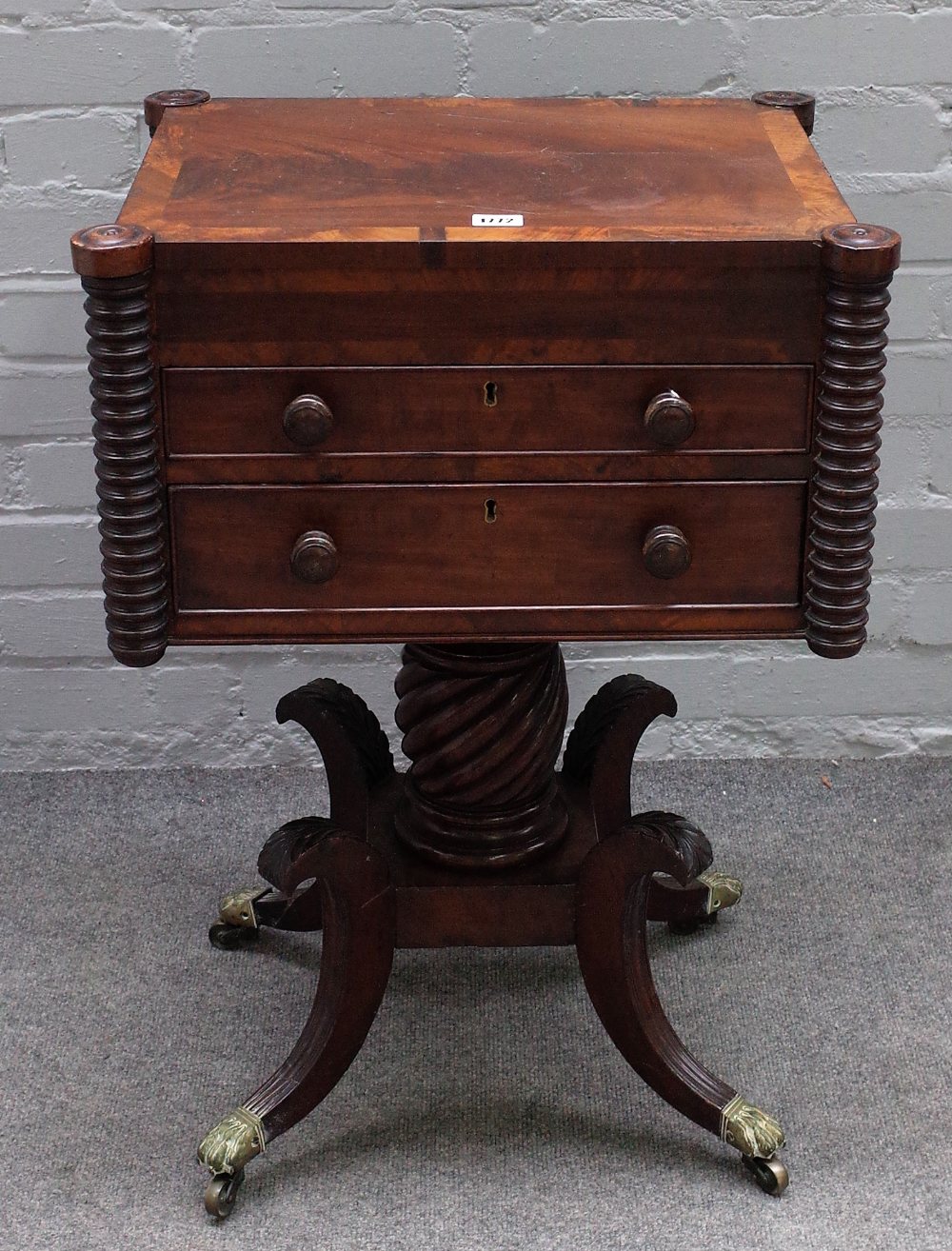 A Regency mahogany and crossbanded writing table,