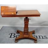 A Victorian mahogany height adjustable reading table,