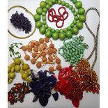 A collection of costume jewellery; comprising; various bead necklaces, wrist and other watches,