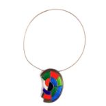 A Sonia Delaunay, France silver and enamelled pendant, 'Abstraction',