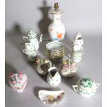 Ceramics, a Herend porcelain lamp base, 30cm high, three Herend pots, (a.f.