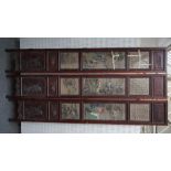 A large Chinese nine panel double-sided screen, circa 1900,