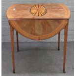 A George III marquetry inlaid mahogany oval Pembroke table,