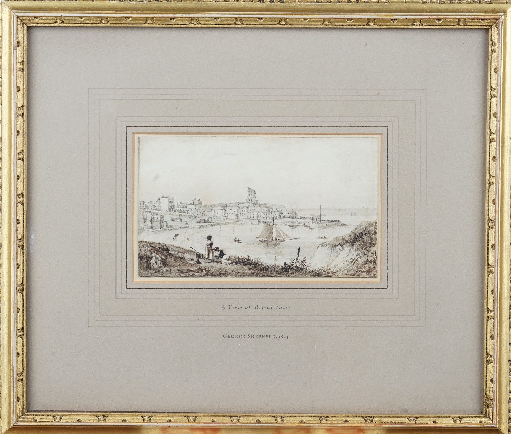 George Shepherd (British 1784-1862), A View at Broadstairs, pen, ink and grey wash over pencil,
