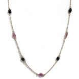 A gold and tourmaline bead necklace,