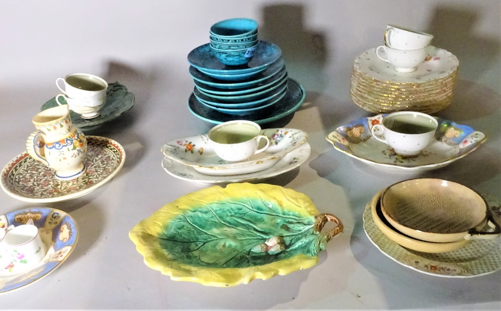 A group of mainly 20th century dinner services, a quantity of blue glaze plates and sundry.